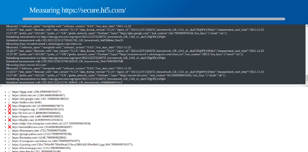 OONI Probe Web OONI Probe Web